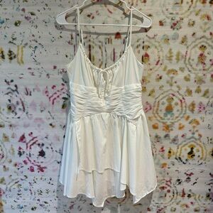 White Ruched Mini Dress